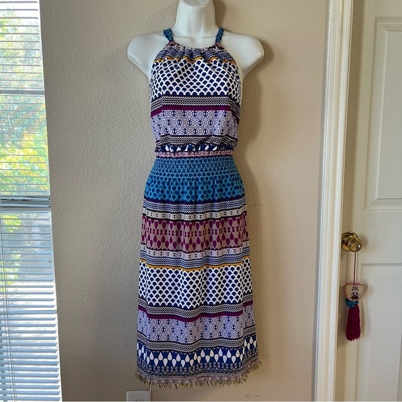 Trina Turk Brooke Midi Dress Halter Multicolored - Size M - Picture 7 of 9